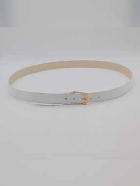 Lejon Vintage White Glove Leather Belt with Gold Buckle Sz 46